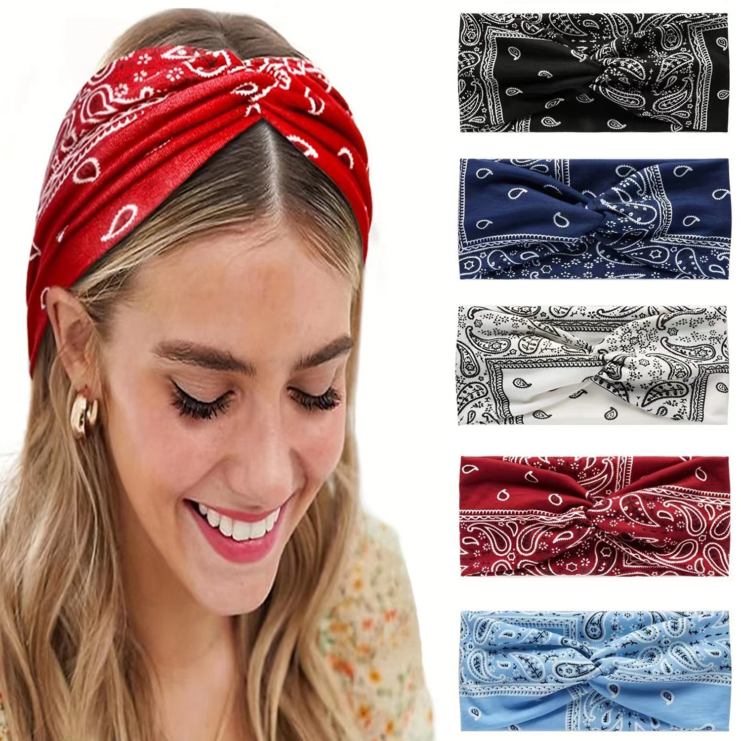 Yoga Fitness Band - Paisley Cashew flowers hair bands Pilates