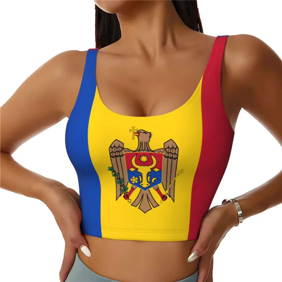 Moldova Flag Basic Tops Women  – Yoga Fitness Top recenzja i cena