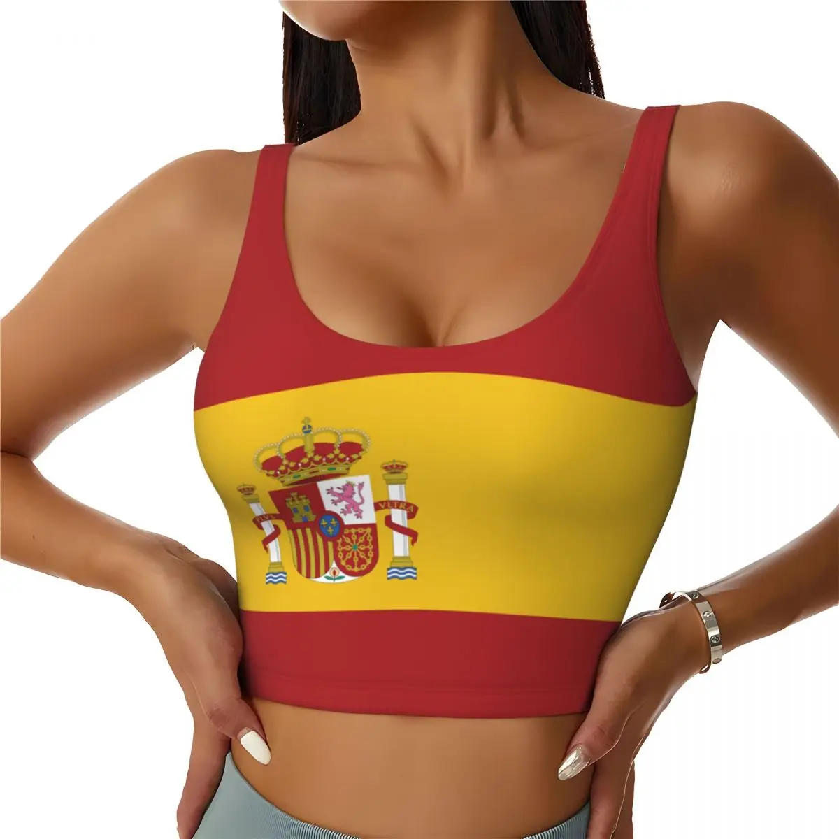 Spain Flag Basic Tops Women Sa – Yoga Fitness Top recenzja i cena